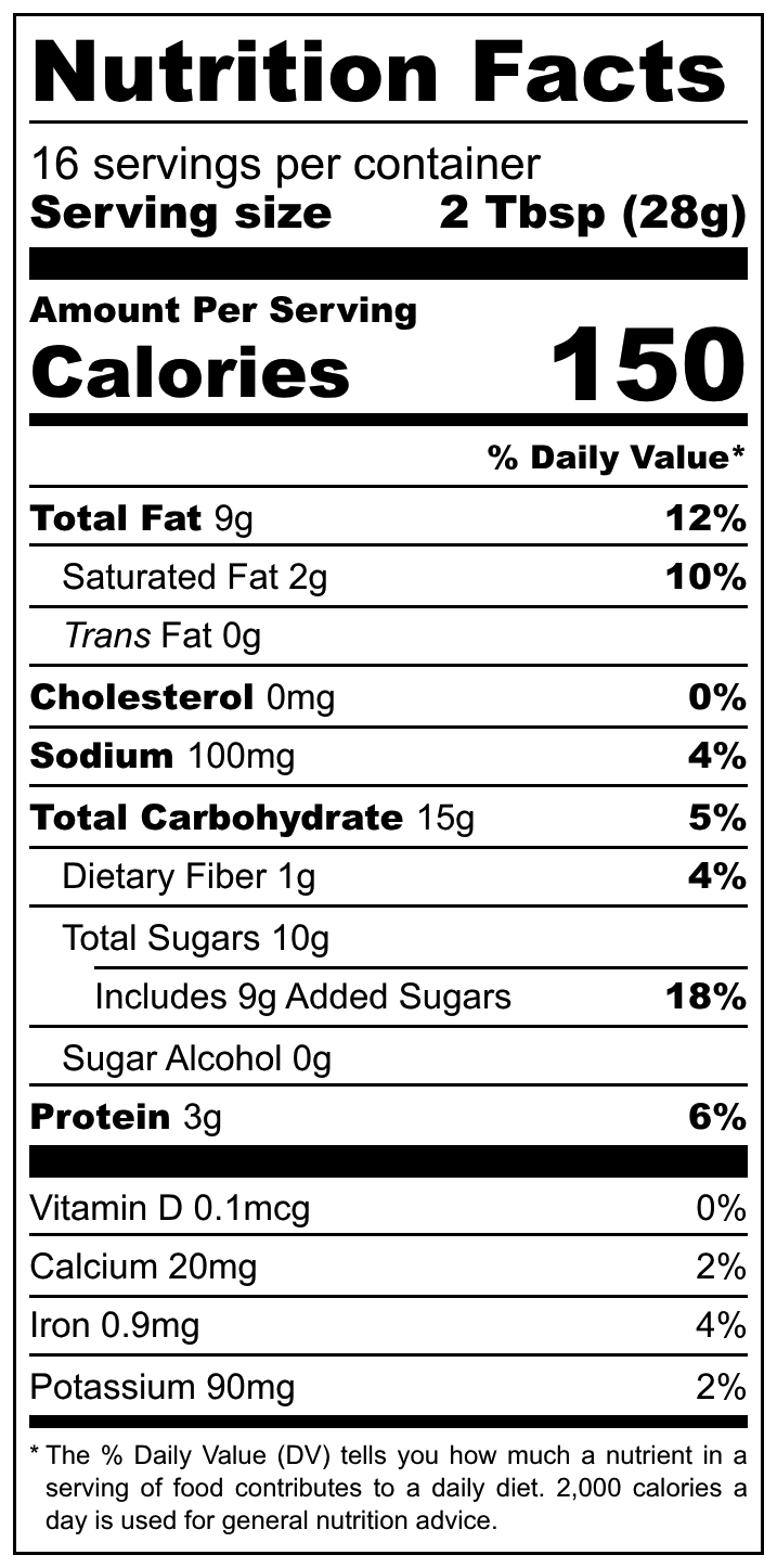 90's Crisps Nutrition Facts panel