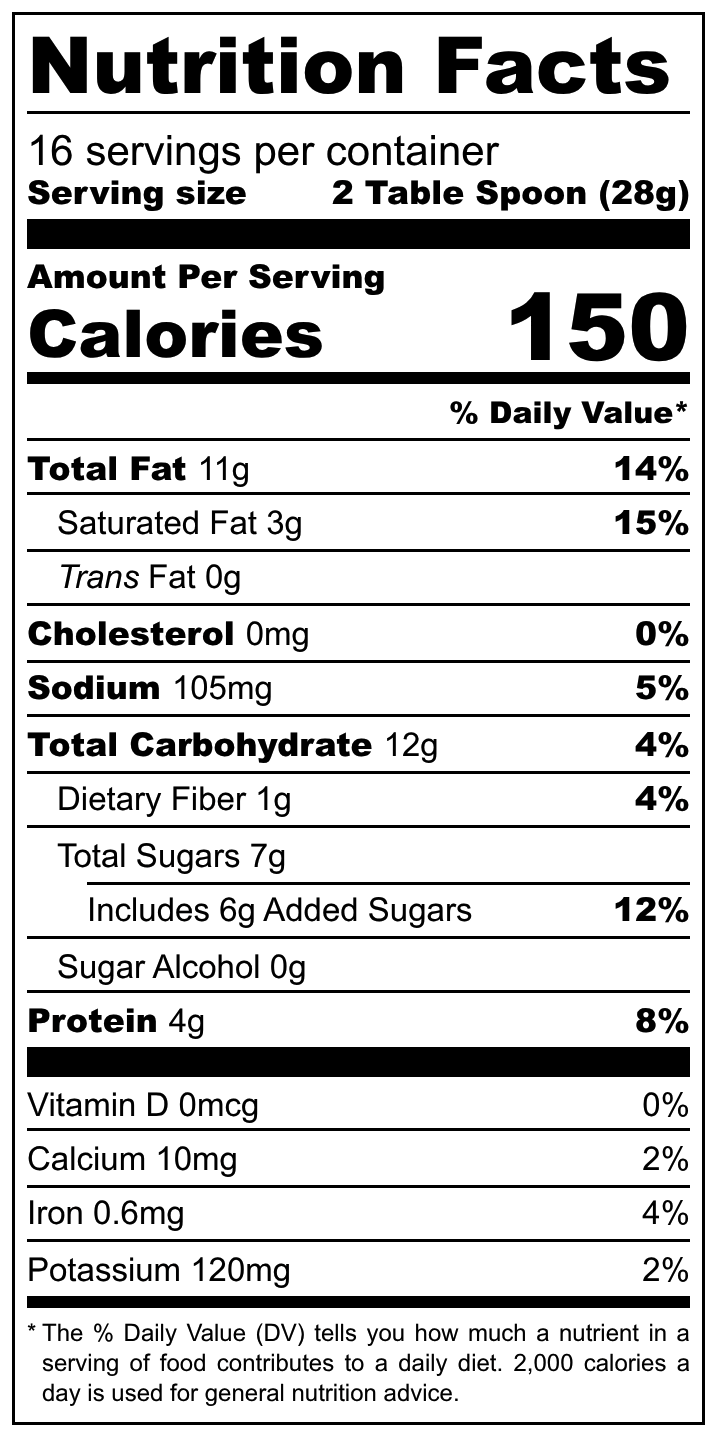 PB Max'd Nutrition Facts panel