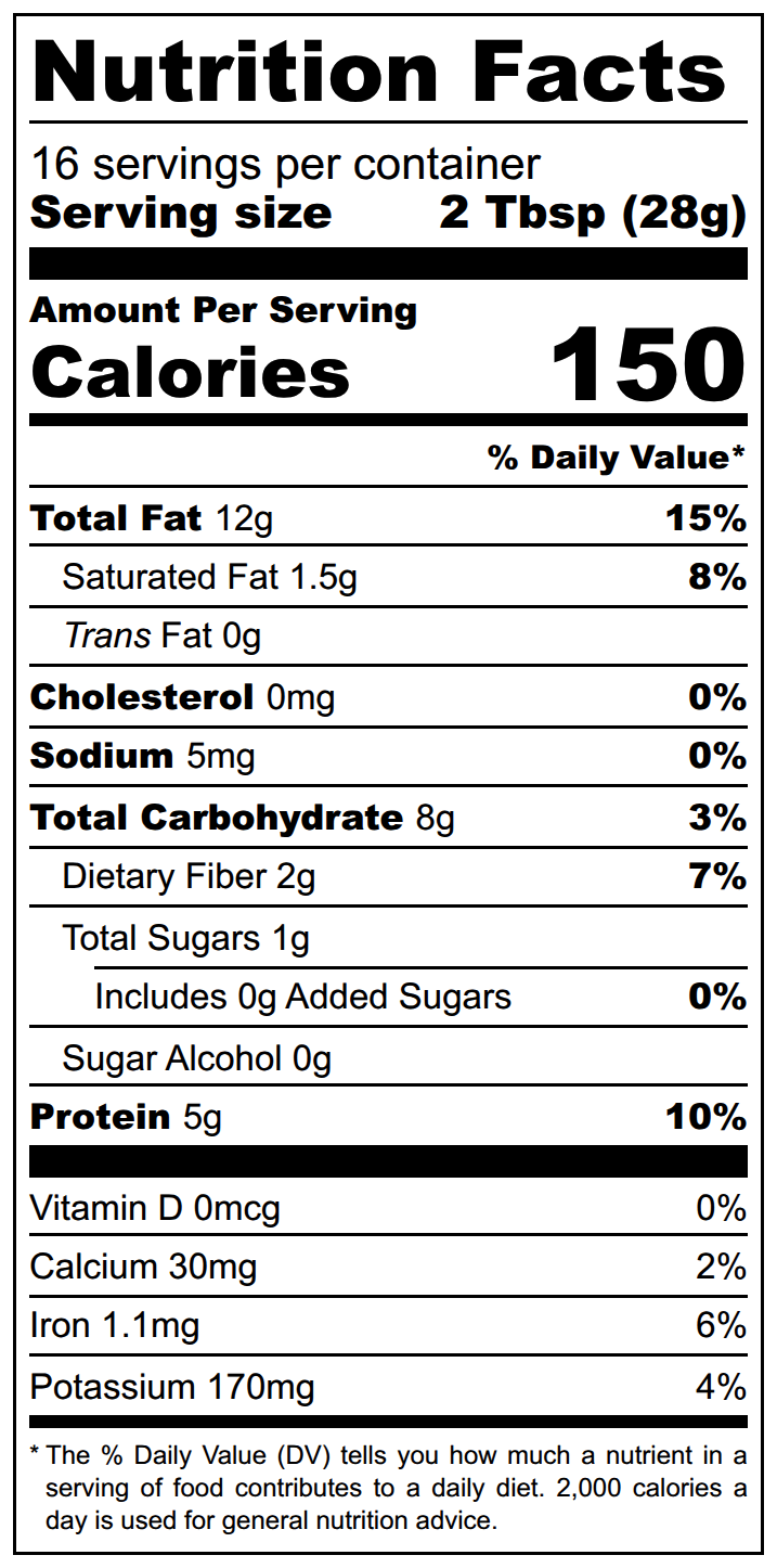 90's Schwag Nutrition Facts panel