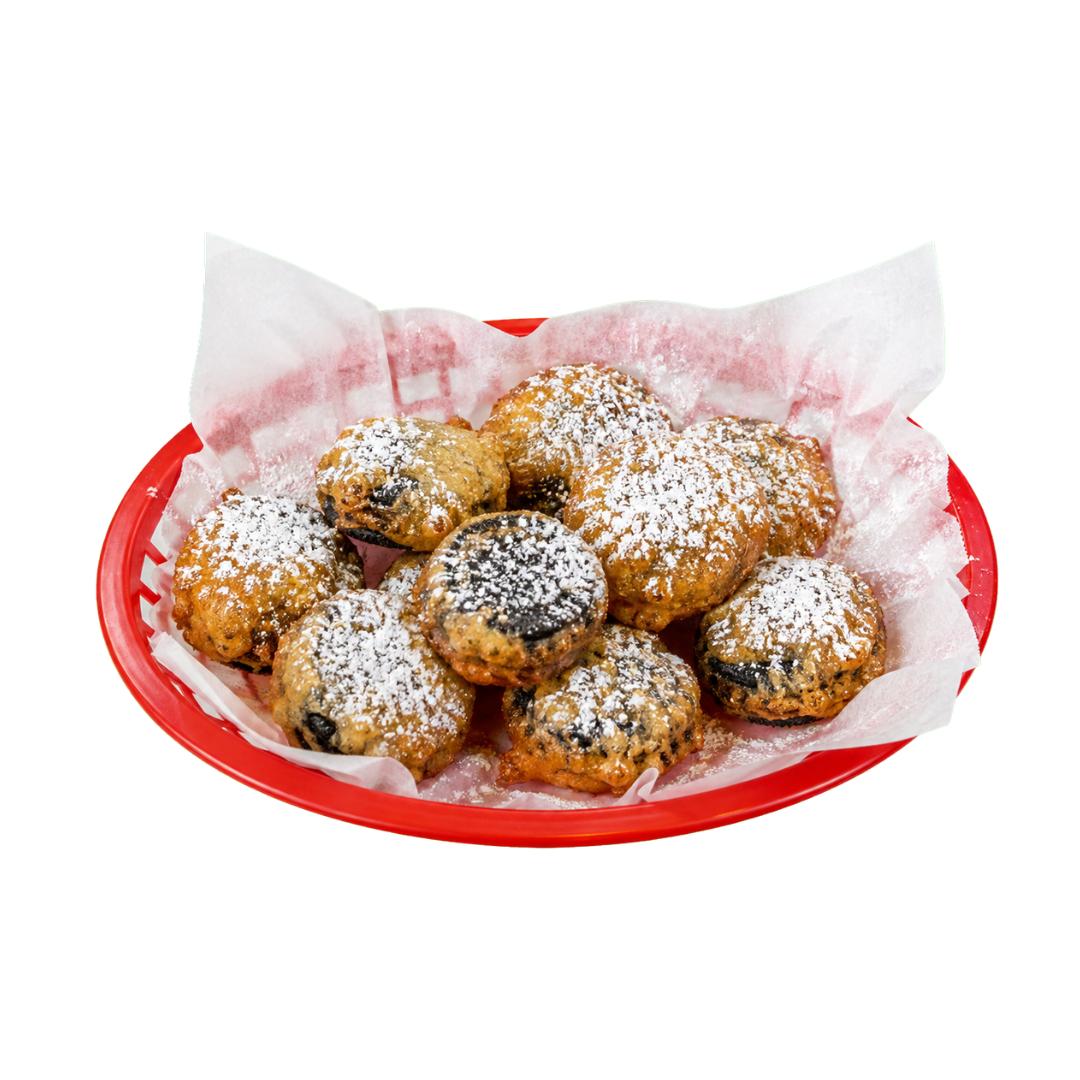 A deep fried sandwich cookie from the county fair