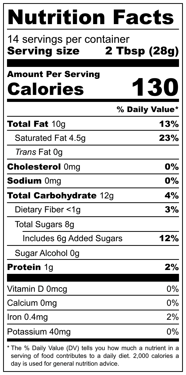 Yooo-Gos Nutrition Facts panel