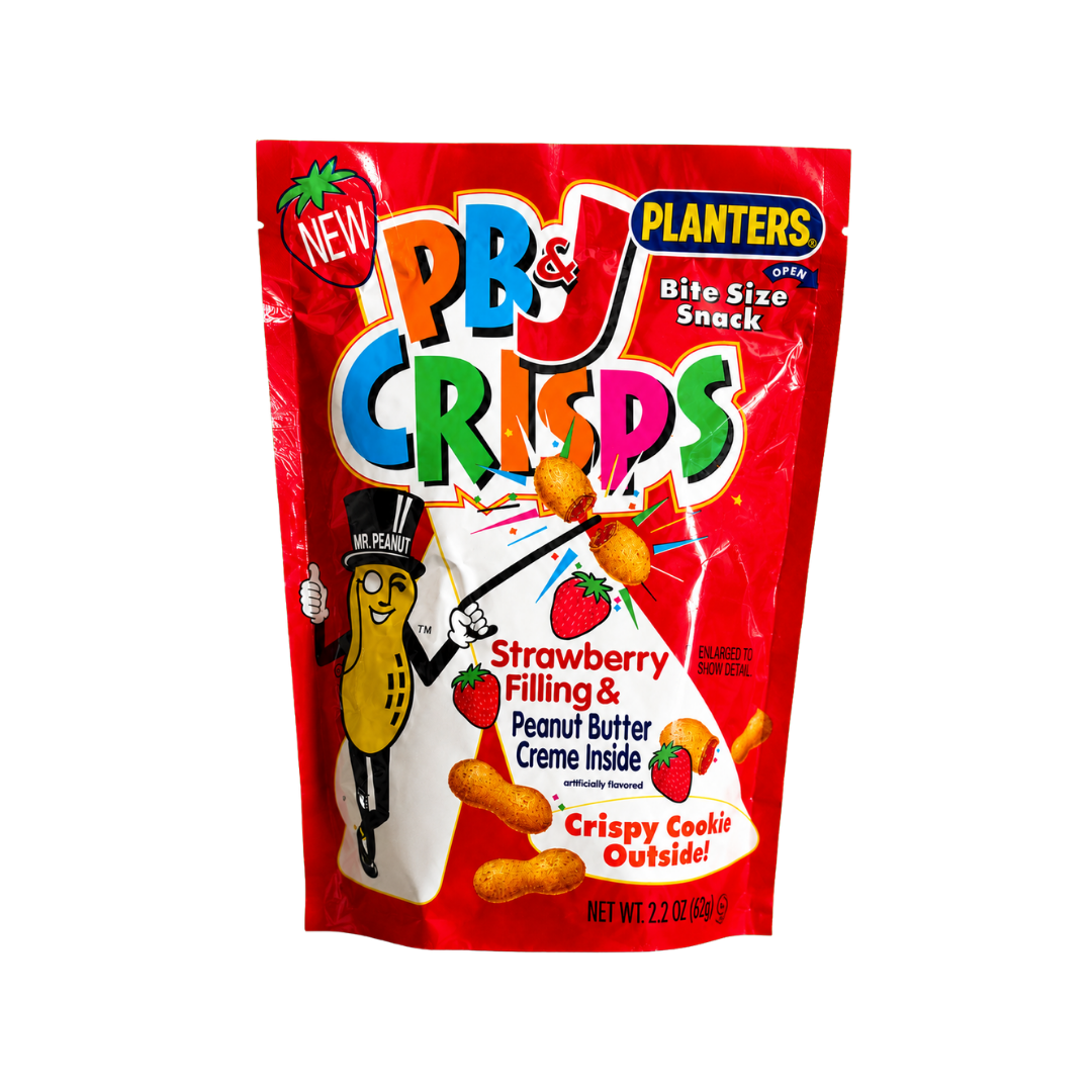 The original peanut-shaped crisps with a strawberry filling