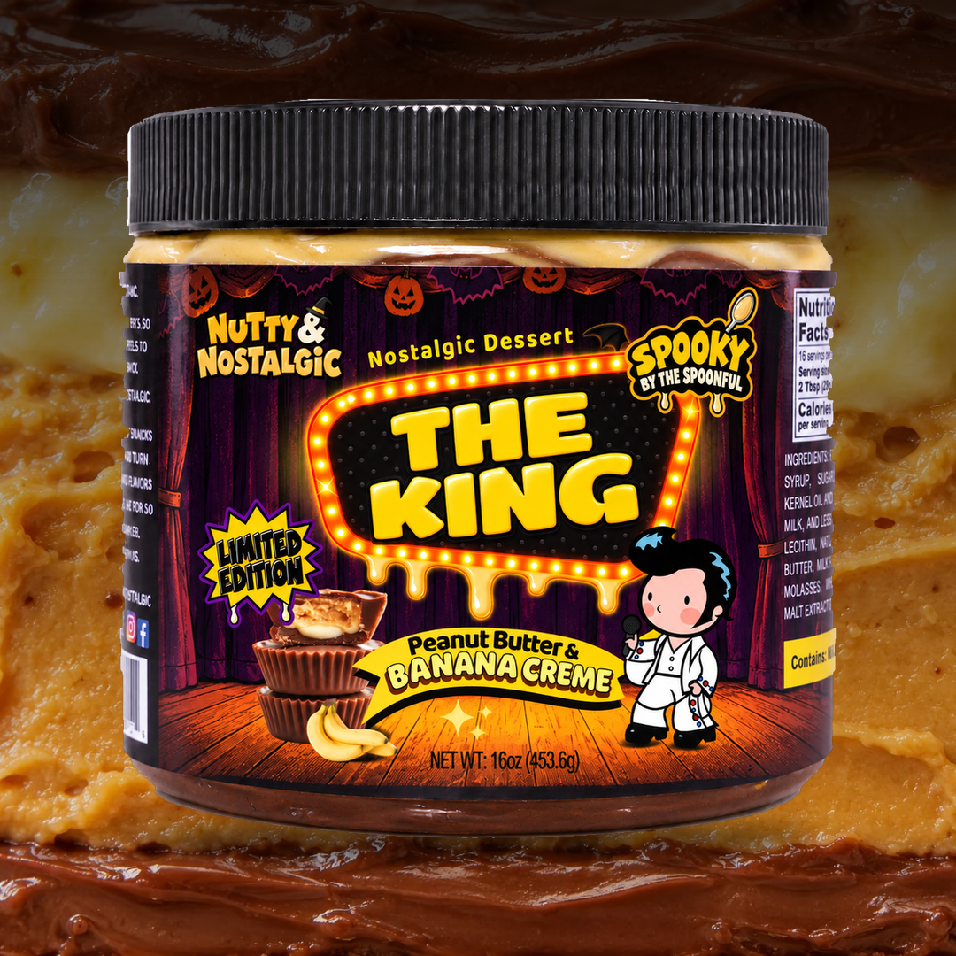 The King PB & Banana Creme nut butter jar